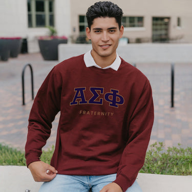 Alpha Sig Maroon Old School Crewneck Alpha Sigma Phi