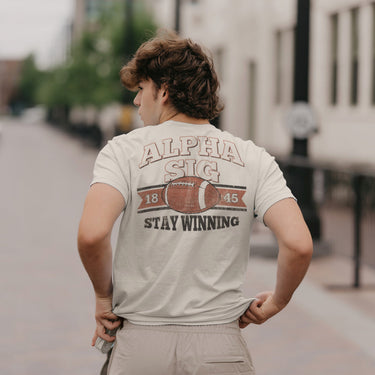 Alpha Sig Stay Winning Football Short Sleeve Tee Alpha Sigma Phi