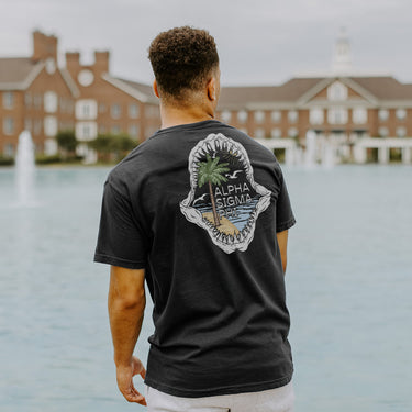 Alpha Sig Shark Bite Black Short Sleeve Pocket Tee