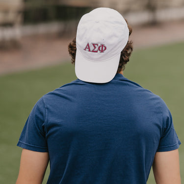 Alpha Sig Personalized White Greek Letter Adjustable Hat