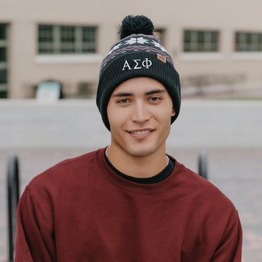 Alpha Sig Knitted Pom Beanie Alpha Sigma Phi