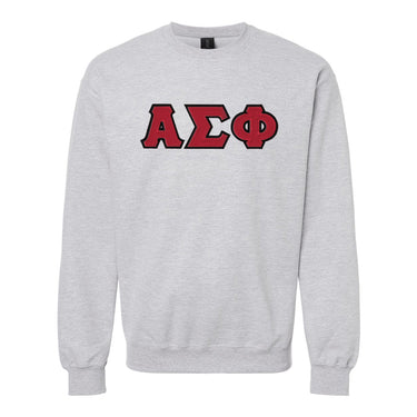 Alpha Sig Heather Grey Crewneck With Sewn On Letters Alpha Sigma Phi