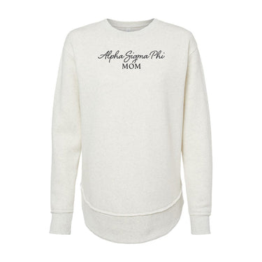 New! Alpha Sig Curved Hem Mom Crewneck Alpha Sigma Phi