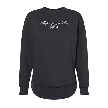 New! Alpha Sig Curved Hem Mom Crewneck Alpha Sigma Phi