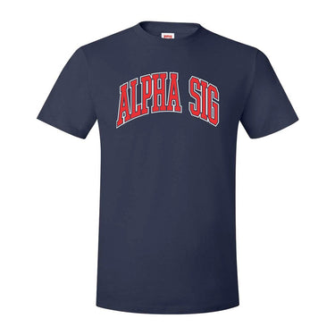 New! Alpha Sig Navy Varsity Short Sleeve Tee Alpha Sigma Phi