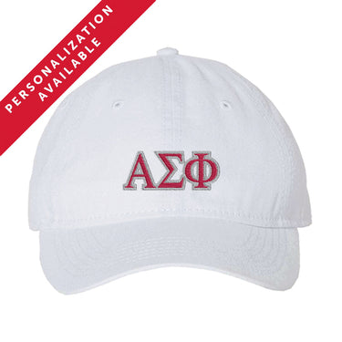 Alpha Sig Personalized White Greek Letter Adjustable Hat