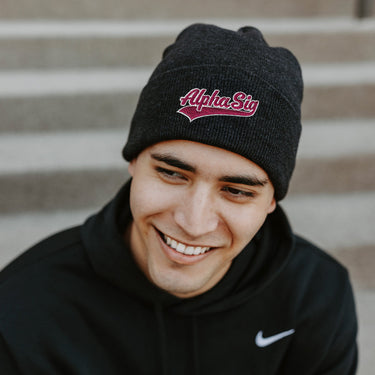 Alpha Sig Signature Charcoal Beanie Alpha Sigma Phi