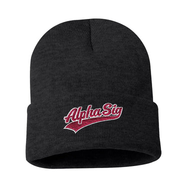 Alpha Sig Signature Charcoal Beanie Alpha Sigma Phi