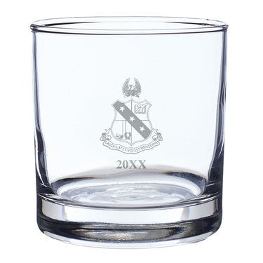Alpha Sig Engraved Year Rocks Glass Alpha Sigma Phi