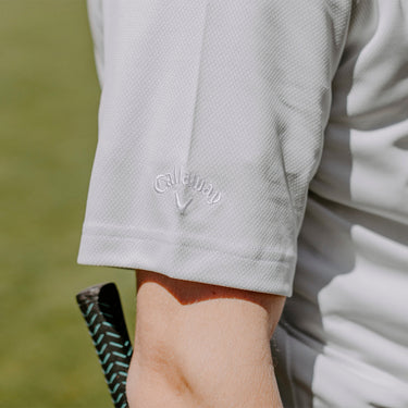 Alpha Sig Black Greek White Callaway Crest Polo