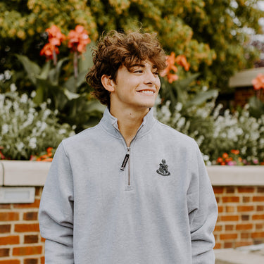 Alpha Sig Embroidered Crest Gray Quarter Zip Alpha Sigma Phi