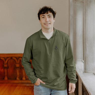 New! Alpha Sig Embroidered Crest Quarter Zip Alpha Sigma Phi