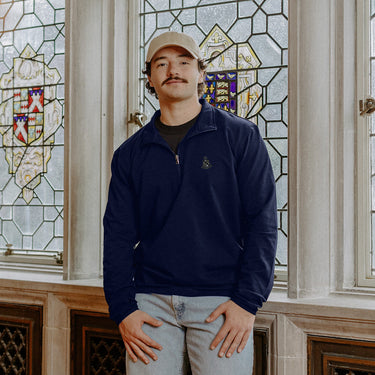 New! Alpha Sig Embroidered Crest Quarter Zip Alpha Sigma Phi