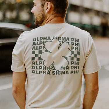Alpha Sig Natural Clover Checker Short Sleeve Tee