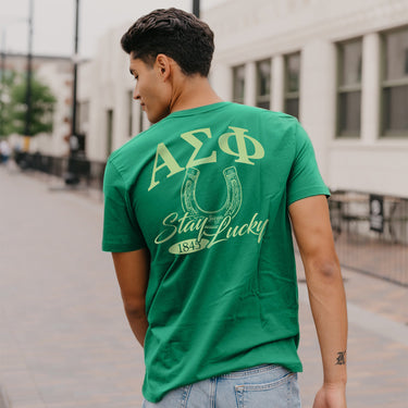 New! Alpha Sig Stay Lucky Short Sleeve Tee Alpha Sigma Phi