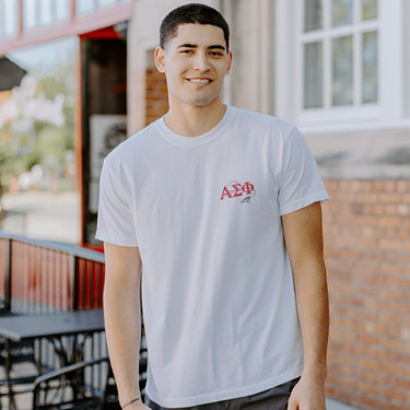 Alpha Sig fraternity merch, Reel Good Time Comfort Colors Short Sleeve Tee.