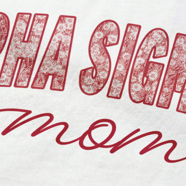 Close-up image of fraternity mom t-shirt graphic
