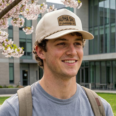 New! Alpha Sig Legacy Caddy Hat with Leather Patch