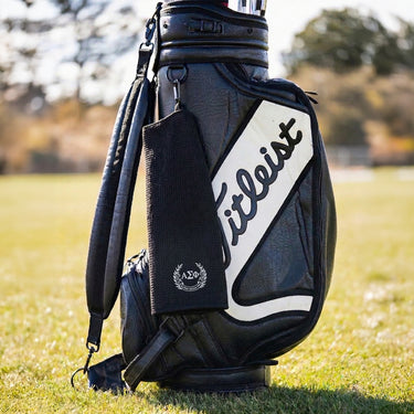 New! Alpha Sig Embroidered Black Golf Towel