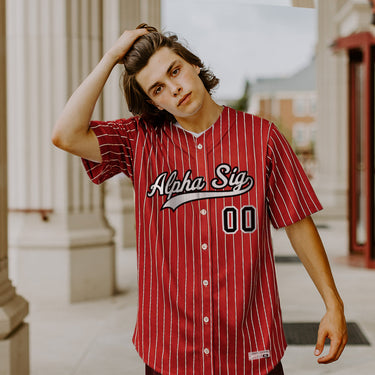 Alpha Sigma Phi sublimated fraternity baseball jersey.