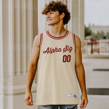 Alpha Sigma Phi sublimated fraternity basketball jersey.