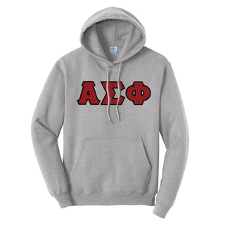 Alpha Sigma Phi Heather Gray Hoodie with Sewn On Letters Alpha Sigma Phi