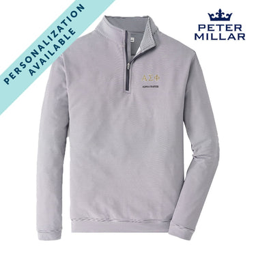 Alpha Sig Personalized Peter Millar Mini Stripe Stretch Quarter Zip Alpha Sigma Phi