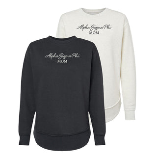 New! Alpha Sig Curved Hem Mom Crewneck Alpha Sigma Phi