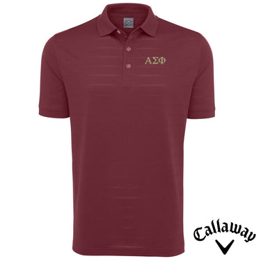 Alpha Sig Maroon Callaway Opti-Vent Polo with gold embroidered Greek letters on the left chest.