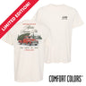 Limited edition Tree Farm Holiday Tee featuring a small fraternity chest design and vintage Christmas tree farm graphic on the back.