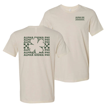 Alpha Sig Natural Clover Checker Short Sleeve Tee Alpha Sigma Phi