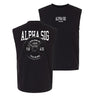 Black cut off tank top with fraternity design