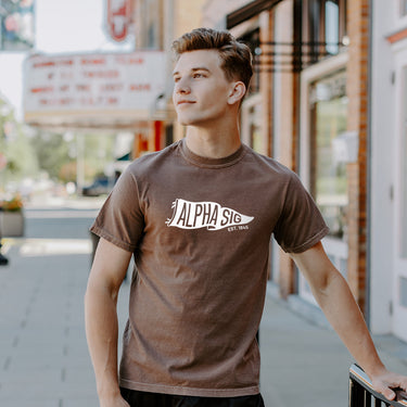 Alpha Sig Brown Pennant Short Sleeve Tee Alpha Sigma Phi