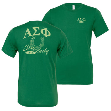 New! Alpha Sig Stay Lucky Short Sleeve Tee Alpha Sigma Phi