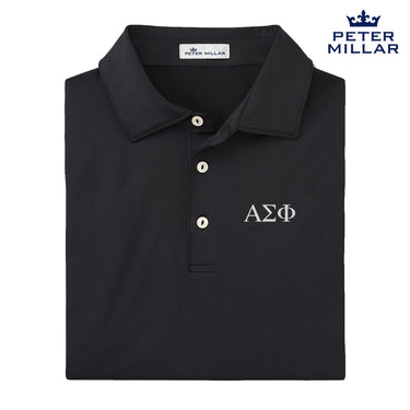 Alpha Sig Peter Millar Black Polo With Greek Letters Alpha Sigma Phi