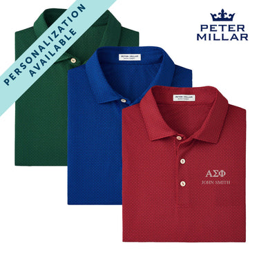 Alpha Sig Personalized Peter Millar Tesseract Patterned Polo With Greek Letters Alpha Sigma Phi