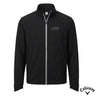 Black Callaway full-zip water-repellent golf jacket with Greek letter embroidery on chest displayed on white background