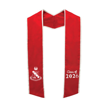 Alpha Sig Trimmed Graduation Stole with Embroidered Crest